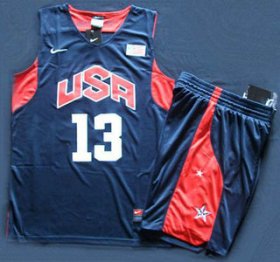 Wholesale Cheap 2012 Olympic USA Team #13 Chris Paul Blue Basketball Jerseys& Shorts Suit