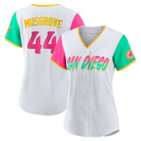 Wholesale Cheap Women\'s San Diego Padres #44 Joe Musgrove White 2022 City Connect Cool Base Stitched Baseball Jersey(Run Small)