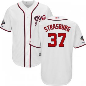Wholesale Cheap Nationals #37 Stephen Strasburg White Cool Base 2019 World Series Champions Stitched Youth MLB Jersey