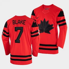 Wholesale Cheap Men\'s Canada Hockey Rob Blake Red 2022 Winter Olympic #7 Gold Winner Jersey