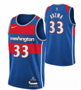 Wholesale Cheap Men's Washington Wizards #33 Kyle Kuzma 75th Anniversary Blue 2021-2022 City Edition Swingman Stitched Jersey