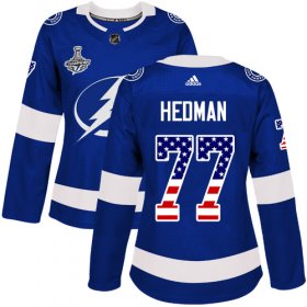 Cheap Adidas Lightning #77 Victor Hedman Blue Home Authentic USA Flag Women\'s 2020 Stanley Cup Champions Stitched NHL Jersey