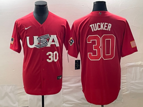 Cheap Men\'s USA Baseball #30 Kyle Tucker Number 2023 Red World Classic With Patch Stitched Jersey2