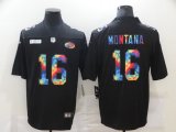 Wholesale Cheap Men's San Francisco 49ers #16 Joe Montana Multi-Color Black 2020 NFL Crucial Catch Vapor Untouchable Nike Limited Jersey