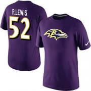 Wholesale Cheap Nike Baltimore Ravens #52 Ray Lewis Name & Number NFL T-Shirt Purple