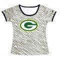 Wholesale Cheap Women's Green Bay Packers Sideline Legend Authentic Logo Zebra Stripes T-Shirt