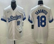 Cheap Men's Los Angeles Dodgers #18 Yoshinobu Yamamoto Number White 2021 City Connect Cool Base Stitched Jerseys