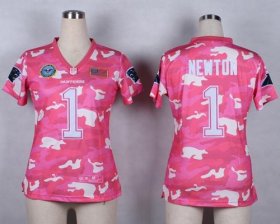 Wholesale Cheap Nike Panthers #1 Cam Newton Pink Women\'s Stitched NFL Elite Camo Fashion Jersey