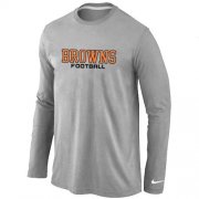 Wholesale Cheap Nike Cleveland Browns Authentic Font Long Sleeve T-Shirt Grey
