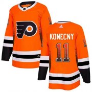 Wholesale Cheap Adidas Flyers #11 Travis Konecny Orange Home Authentic Drift Fashion Stitched NHL Jersey