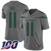 Wholesale Cheap Nike Jets #11 Denzel Mim Gray Men's Stitched NFL Limited Inverted Legend 100th Season Jersey
