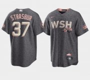 Wholesale Cheap Men's Washington Nationals #37 Stephen Strasburg 2022 Grey City Connect Cherry Blossom Cool Base Stitched Jersey