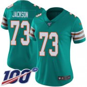 Wholesale Cheap Nike Dolphins #73 Austin Jackson Aqua Green Alternate Women's Stitched NFL 100th Season Vapor Untouchable Limited Jersey