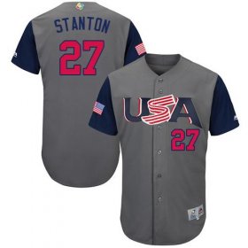 Wholesale Cheap Team USA #27 Giancarlo Stanton Gray 2017 World MLB Classic Authentic Stitched Youth MLB Jersey