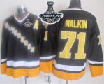 Wholesale Cheap Penguins #71 Evgeni Malkin Black/Yellow CCM Throwback 2017 Stanley Cup Finals Champions Stitched NHL Jersey