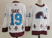 Wholesale Cheap Men's Colorado Avalanche #19 Joe Sakic White 2021 Retro Stitched NHL Jersey