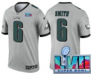 Cheap Men's Philadelphia Eagles #6 DeVonta Smith Limited Gray Inverted Super Bowl LVII Vapor Jersey