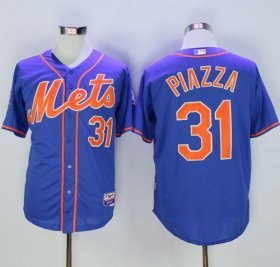 Wholesale Cheap Mets #31 Mike Piazza Blue Alternate Home 2016 Hall Of Fame Patch Stitched MLB Jersey