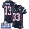 Wholesale Cheap Nike Patriots #33 Kevin Faulk Navy Blue Team Color Super Bowl LIII Bound Men's Stitched NFL Vapor Untouchable Elite Jersey
