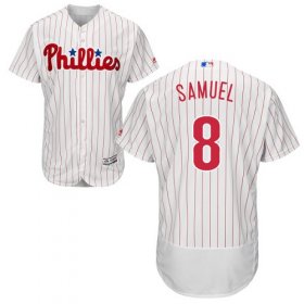 Wholesale Cheap Phillies #8 Juan Samuel White(Red Strip) Flexbase Authentic Collection Stitched MLB Jersey