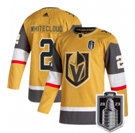 Wholesale Cheap Men\'s Vegas Golden Knights #2 Zach Whitecloud Gold 2023 Stanley Cup Final Stitched Jersey