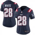 Wholesale Cheap Nike Patriots #28 James White Navy Blue Women's Stitched NFL Limited Rush Jersey