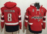 Wholesale Cheap Capitals #8 Alex Ovechkin Red Name & Number Pullover NHL Hoodie