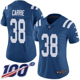 Wholesale Cheap Nike Colts #38 T.J. Carrie Royal Blue Team Color Women\'s Stitched NFL 100th Season Vapor Untouchable Limited Jersey