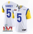 Wholesale Cheap Men's Los Angeles Rams #5 Jalen Ramsey 2022 White Super Bowl LVI Vapor Limited Stitched Jersey