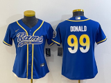 Wholesale Cheap Women's Los Angeles Rams #99 Aaron Donald Royal With Patch Cool Base Stitched Baseball Jersey