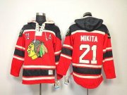 Wholesale Cheap Blackhawks #21 Stan Mikita Red Sawyer Hooded Sweatshirt Stitched NHL Jersey