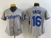 Cheap Women's Los Angeles Dodgers #16 Will Smith Gray Alternate Team Logo Cool Base Jersey