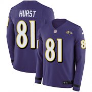 Wholesale Cheap Nike Ravens #81 Hayden Hurst Purple Team Color Men's Stitched NFL Limited Therma Long Sleeve Jersey