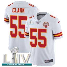 Wholesale Cheap Nike Chiefs #55 Frank Clark White Super Bowl LIV 2020 Men\'s Stitched NFL Vapor Untouchable Limited Jersey