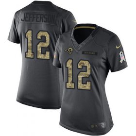 Wholesale Cheap Nike Rams #12 Van Jefferson Black Women\'s Stitched NFL Limited 2016 Salute to Service Jersey