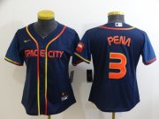 Wholesale Cheap Women's Houston Astros #3 Jeremy Pena 2022 Navy Blue City Connect Flex Base Stitched Baseball Jersey