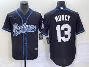 Wholesale Cheap Men's Los Angeles Dodgers #13 Max Muncy Black With Patch Cool Base Stitched Baseball Jersey1