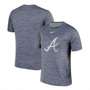 Wholesale Cheap Nike Atlanta Braves Gray Black Striped Logo Performance T-Shirt