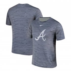 Wholesale Cheap Nike Atlanta Braves Gray Black Striped Logo Performance T-Shirt