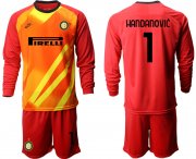 Wholesale Cheap 2020-21 Inter Milan red goalkeeper 1# HANDANOVIC long sleeve soccer jerseys
