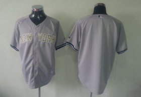 Wholesale Cheap Yankees Blank Grey USMC Cool Base Stitched MLB Jersey