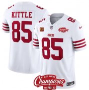 Cheap Men's San Francisco 49ers #85 George Kittle White 2023 F.U.S.E. With 4-star C Ptach And NFC West Champions Patch Football Stitched Jersey