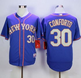 Wholesale Cheap Mets #30 Michael Conforto Blue(Grey NO.) Alternate Road Cool Base Stitched MLB Jersey