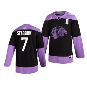 Wholesale Cheap Chicago Blackhawks #7 Brent Seabrook Adidas Men\'s Hockey Fights Cancer Practice NHL Jersey Black
