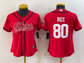 Wholesale Cheap Youth San Francisco 49ers #80 Jerry Rice Red With Patch Cool Base Stitched Baseball Jersey