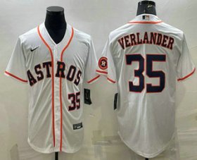 Wholesale Cheap Men\'s Houston Astros #35 Justin Verlander Number White With Patch Stitched MLB Cool Base Nike Jersey