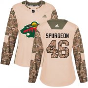 Wholesale Cheap Adidas Wild #46 Jared Spurgeon Camo Authentic 2017 Veterans Day Women's Stitched NHL Jersey