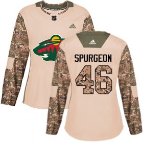 Wholesale Cheap Adidas Wild #46 Jared Spurgeon Camo Authentic 2017 Veterans Day Women\'s Stitched NHL Jersey