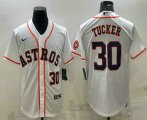 Wholesale Cheap Men's Houston Astros #30 Kyle Tucker Number White With Patch Stitched MLB Cool Base Nike Jersey