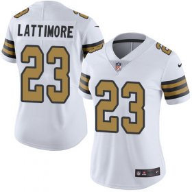Wholesale Cheap Nike Saints #23 Marshon Lattimore White Women\'s Stitched NFL Limited Rush Jersey